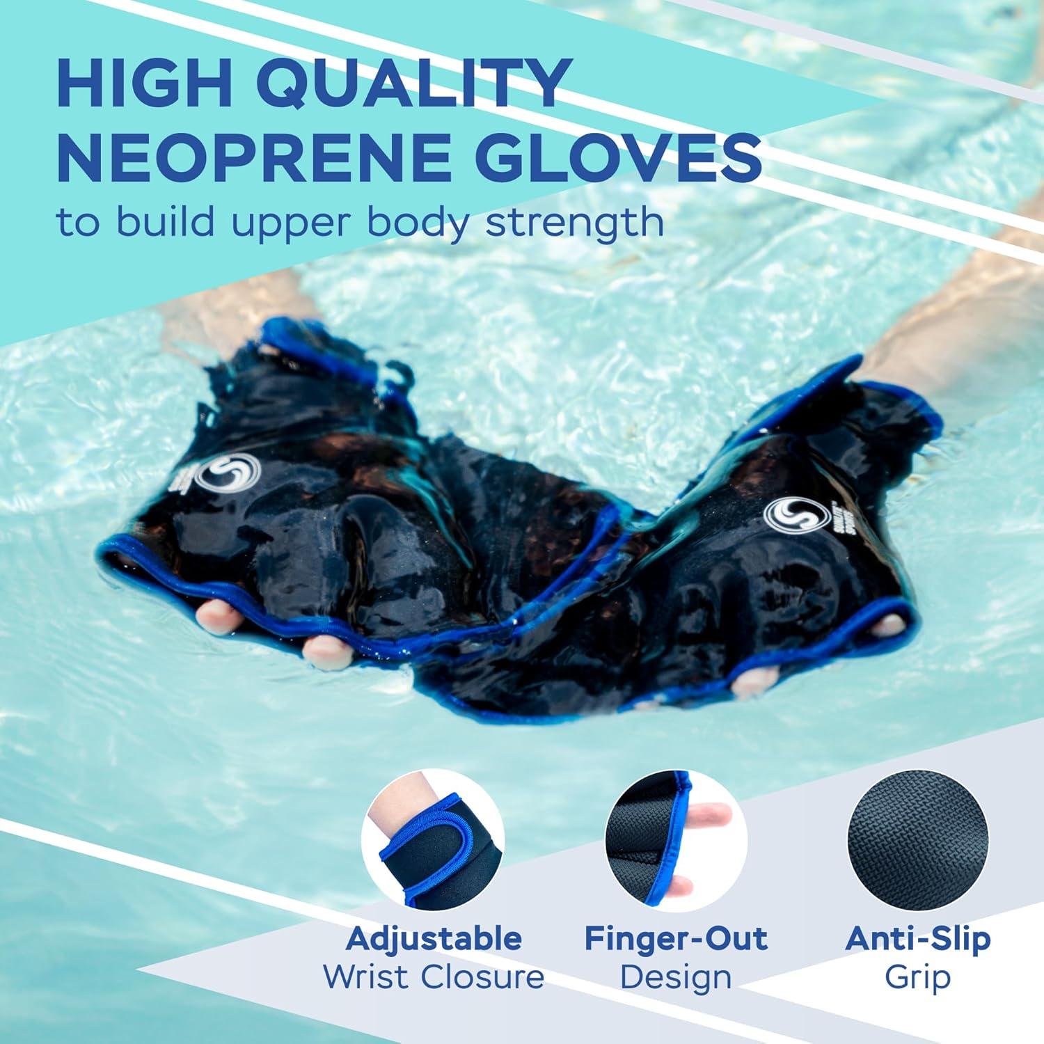 imageSunlite Sports Water Weights Pool Exercise Dumbbells Water Aerobic Equipment HighDensity EVAFoam Dumbbell with Handle Strip Aqua Therapy Pool Fitness Water Exercise Set of 2Blue and Yellow