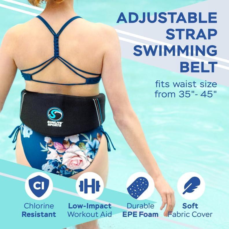 imageSunlite Sports Water Weights Pool Exercise Dumbbells Water Aerobic Equipment HighDensity EVAFoam Dumbbell with Handle Strip Aqua Therapy Pool Fitness Water Exercise Set of 2Aqua Blue Premier Set with Aqua Cuffs