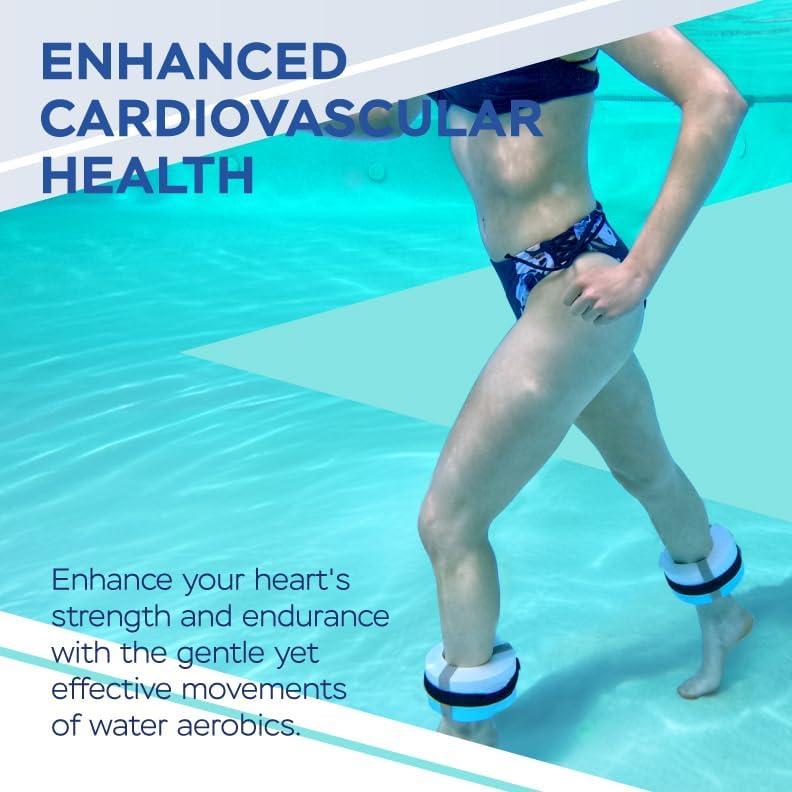imageSunlite Sports Water Weights Pool Exercise Dumbbells Water Aerobic Equipment HighDensity EVAFoam Dumbbell with Handle Strip Aqua Therapy Pool Fitness Water Exercise Set of 2Aqua Blue Premier Set with Aqua Cuffs